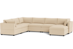 Kova Box Cushion Grand Corner + Ottoman - front view in living room