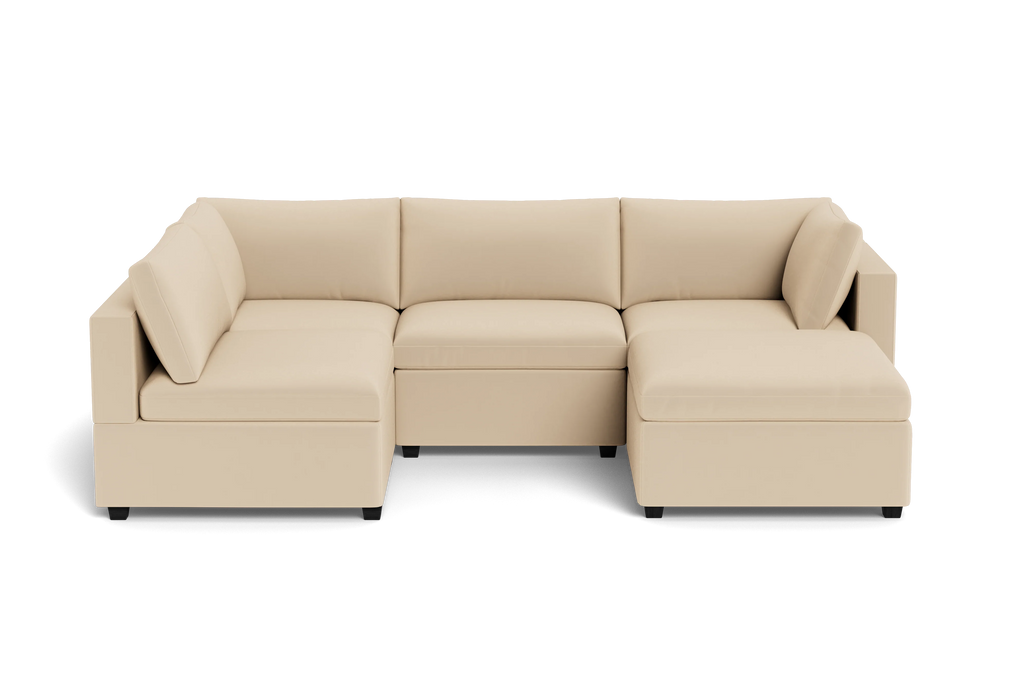 Kova Box Cushion L-Shape + Ottoman - front view in living room