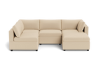 Kova Box Cushion L-Shape + Ottoman - front view in living room