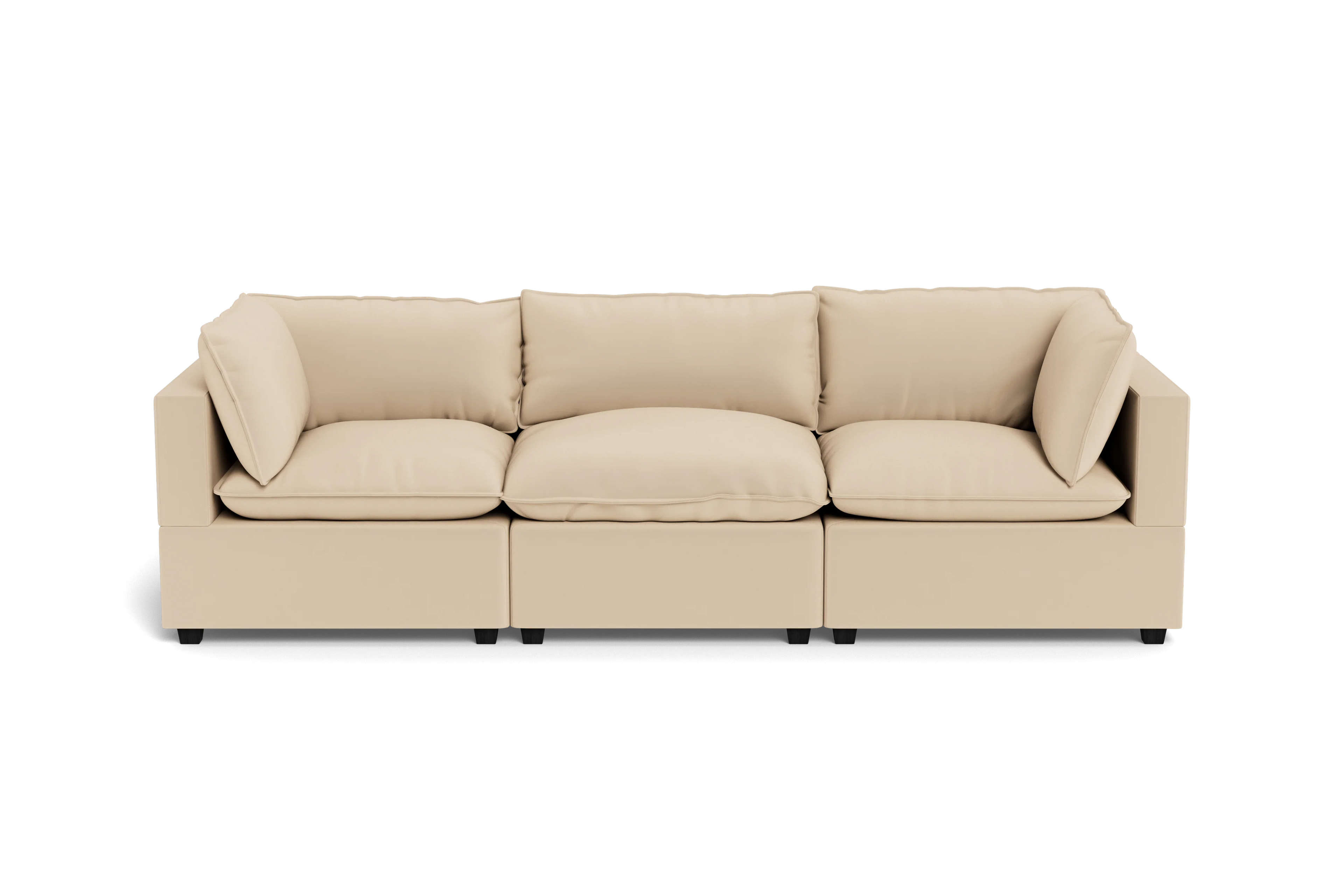 Kova Pillow Cushion Sofa 122" - front view in living room