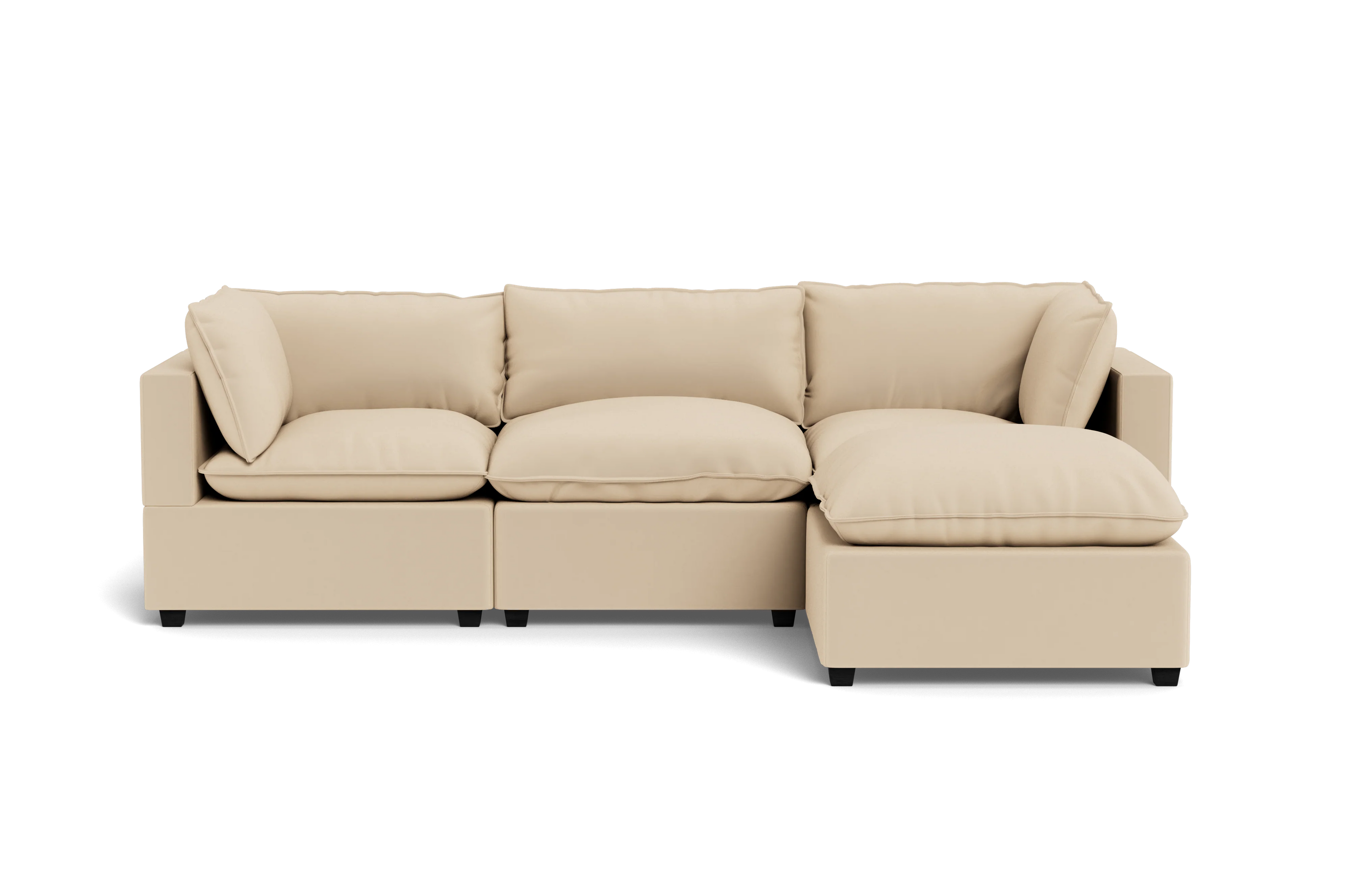 Kova Pillow Cushion Sofa 122" + Ottoman - front view in living room